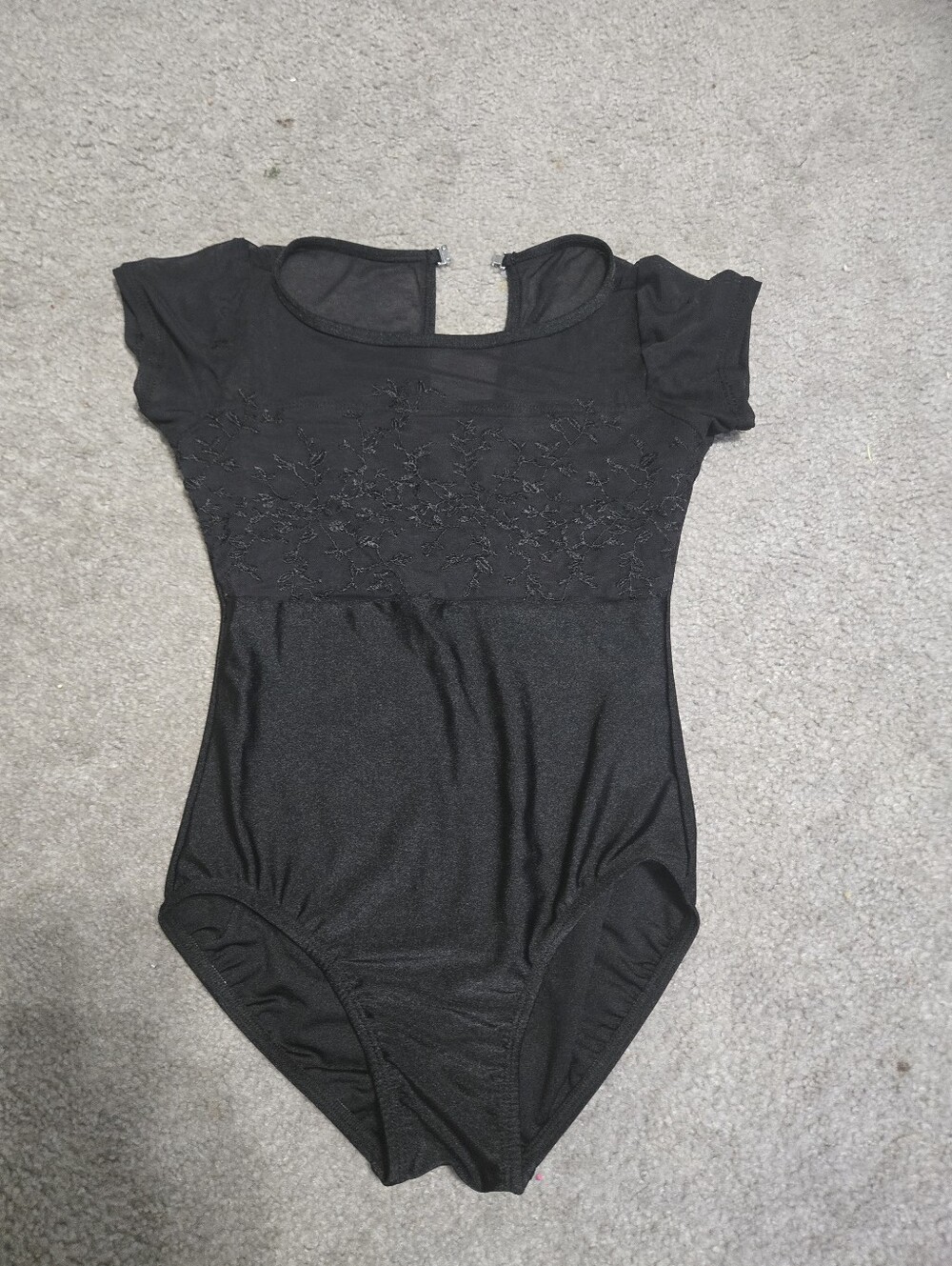 Suffolk Black Short-Sleeve Adult Small One-Piece Dance Leotard